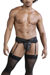 CandyMan 99837 Ensemble porte-jarretelles en dentelle Noir